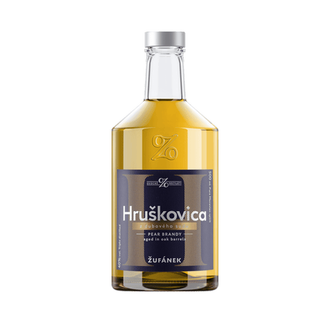 Flasche Žufánek Birnenbrand Fass gelagert